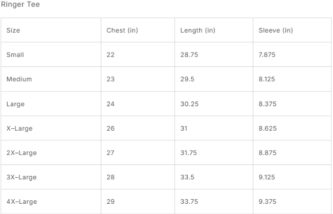 Size Guide Charts Size Guide Charts