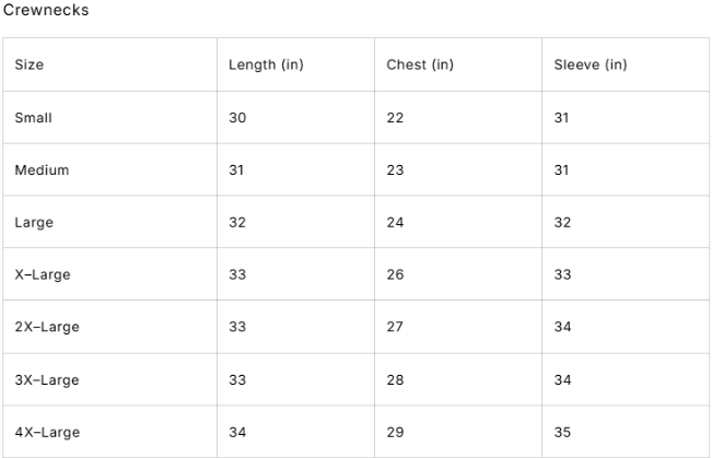 Size Guide Charts Size Guide Charts