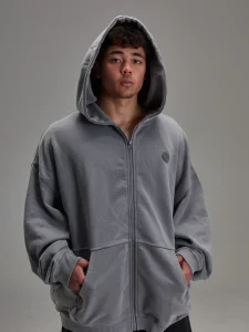 Embossed Grey Heavyweight Zip up (1)